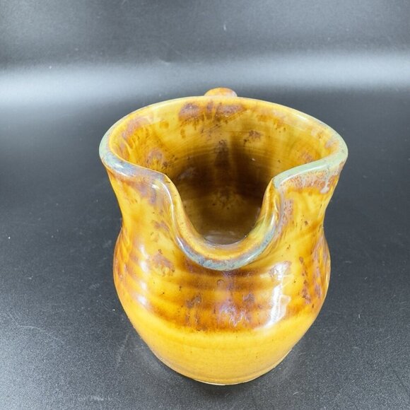Vintage Hand Made Pottery Stoneware Small Pitcher Carafe Creamer Artist Signed - Picture 10 of 11